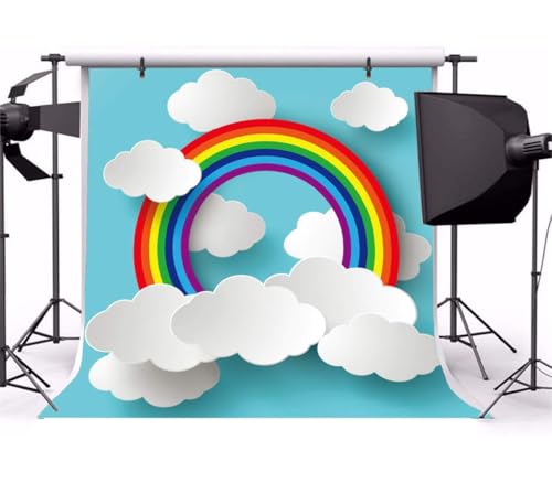 Fondo fotográfico AOFOTO 6x6ft Nubes y Arcoíris en Azul miniatura 4