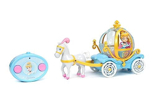 Jada - carruaje de Control Remoto de Princesas Disney con Caballo y la Princesa Cenicienta - mágico vehículo de Juguete RC para niños a Partir de 3 años, 28 cm, MAX. 2,5 km/h (253074008)