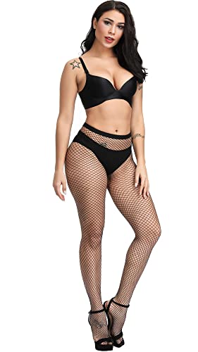 Perambry Women's Fishnet Tights High Waist Fishnet Tights Black Fishnet Stockings Mesh Fishnet (Black-M Hole) #TOP4