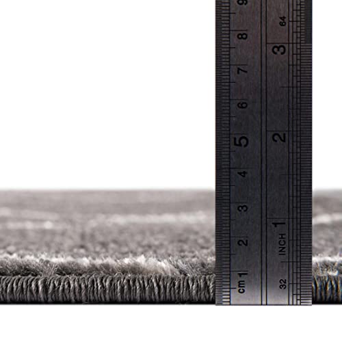 Unique Loom Trellis Frieze Collection Area Rug - Geometric (6' 1" X 9', Dark Gray/ Ivory) #TOP2