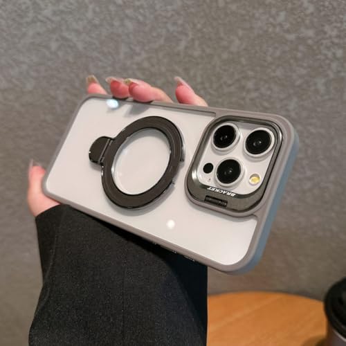 Coque iPhone 14 transparente grise antichoc avec double support magnétique et béquille de protection
