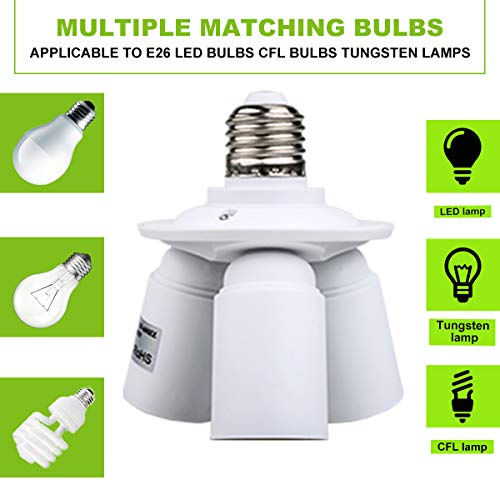 Toplimit 3 in 1 Standard LED Light Bulb Lamp Socket Adapter Splitter Heat-resistant PBT E26 and E27 86V-240V Light Socket Splitter
