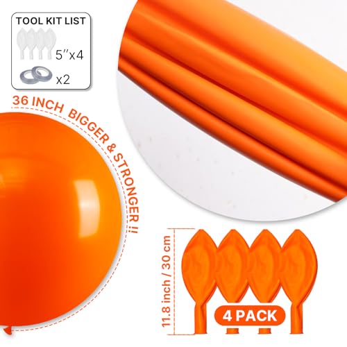 Image of PartyWoo Orange Balloons 4pcs 36 Inch Fall Latex Helium Balloons for Birthday Baby Shower Graduation Tangerine Little Cutie Pumpkin Tropical Sunshine Boho Theme Party Decorations Orange-Y9