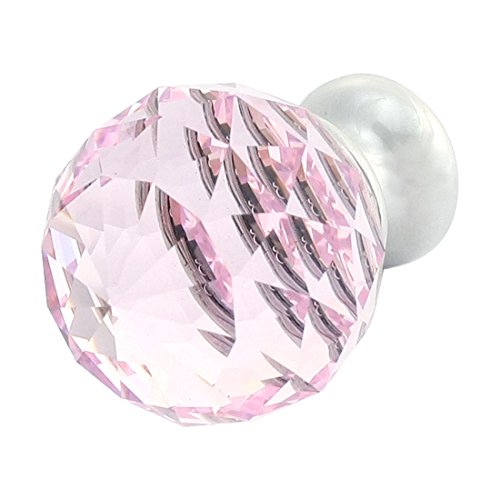 Aexit 30mm Dia Push-Pull Knobs Pink Round Faux Crystal Glass Cabinet Drawer Knob 30 Female Push-Pull Knobs x...
