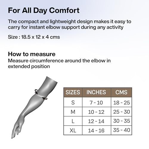 Image of FOVERA Elbow Support Compression Sleeve for Tennis Elbow, Golfer's Elbow, Tendonitis Pain Relief | Ideal for Workout, Tennis, Volleyball, Cricket for Men & Women (Size - S, 1 Pair)