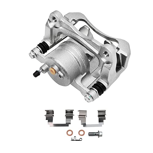 Image of Detroit Axle - Front Brake Calipers for 2003-2008 Toyota Corolla Matrix | Pontiac Vibe 2004 2005 2006 2007 Disc Brake Calipers w /Bracket Replacement [Metal Piston Only Option Available]