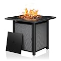 Shintenchi 28 inch Propane Fire Pits,50,000 BTU Outdoor Gas Fire Pit,Square Fire Pit Table with Lava Rocks,Waterproof Cover, for Garden, Yard, Camping, Pool Use, Black