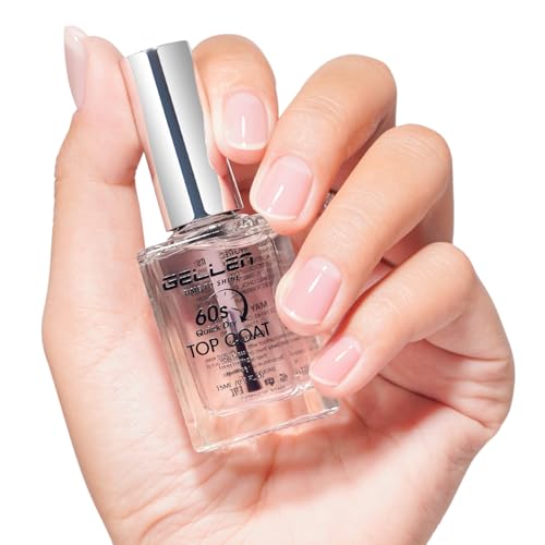 GELLEN Clear Nail Polish Top Coat Quick Dry in 60 Seconds, High-G...