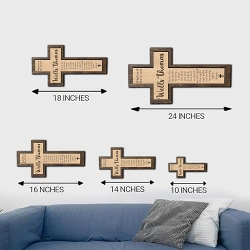 Image of Godashop Personalized Baptism Cross Wood Sign, Wooden Sign Baptism Gifts For Baby, Christening Gifts Crosses for children, Baptized Cross Sign, Dedication Gift - A8