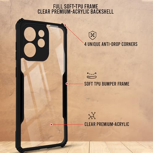 Image of Jkobi Hybrid Back Cover Case for Oppo Reno 15c (Shockproof with Polycarbonate Clear Panel | Professional Black)