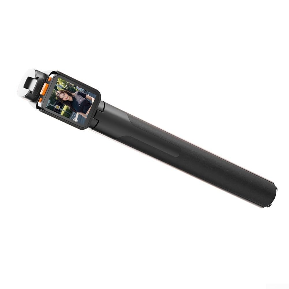 Trípode para selfie RC, 1.75 m de mano con pantalla dual, soporte remoto compatible con Bluetooth para fotografía y video (negro)