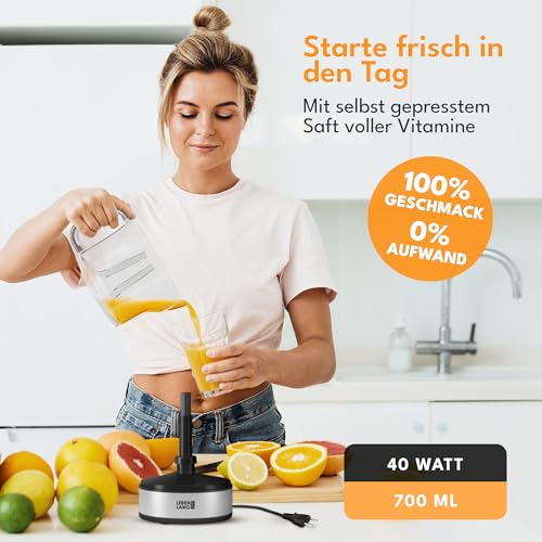 Zitruspresse elektrisch - 2 Kegel & BPA-Frei I Hohe Saftausbeute I 700ml Orangenpresse elektrische Saftpresse Edelstahl für Zuhause I Entsafter Zitronenpresse Orangensaftpresse Fruchtpresse – Bild 5