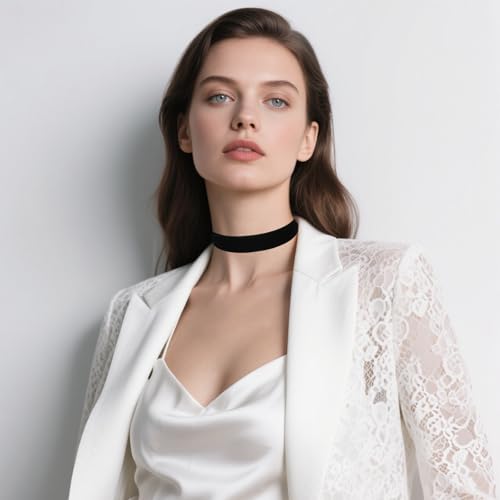 Schwarze Choker Kette Damen Set, 3-teiliges Samtband Schwarz Collar Halskette, Verstellbare Halsband Damen, Halsreif für Frauen, Klassische Gothic Tattoo Kette 90er für Halloween Cosplay und Party
