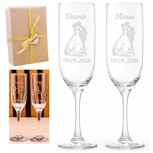 Imagen de Olesea Copas Personalizadas Set de 2 Grabadas con Nombres Regalo para Boda