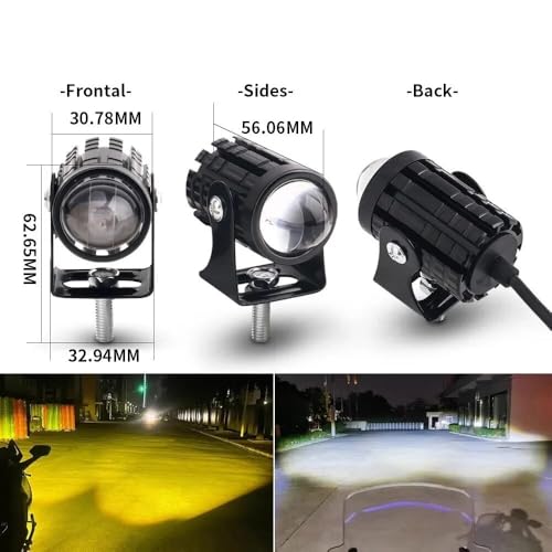 Motocykl Head Light Motocykl reflektor LED obiektyw projektora dwukolorowy ATV skuter lampa do jazdy światło przeciwmgielne pomocnicza lampa punktowa Reflektory motocyklowe(2Lights and 1Switch)