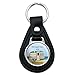 Graphics and More Personalized Custom Happy Camper Trailer Beach Camping Family Black Leather Keychain