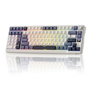 RK ROYAL KLUDGE Teclado mecánico inalámbrico L98 con diseño Southpaw para zurdos y perilla intercambiable en caliente, teclado trimodo 95% BT/2.4G/USB-C, software Pro, montaje de junta, batería masiva