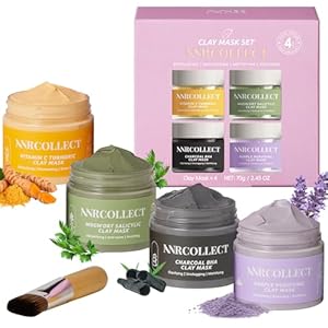 Skin Care Face Mask Set 4-Pack, Deep Cleans Pores, Smooth Skin, Facial Gift Kit for All Skin