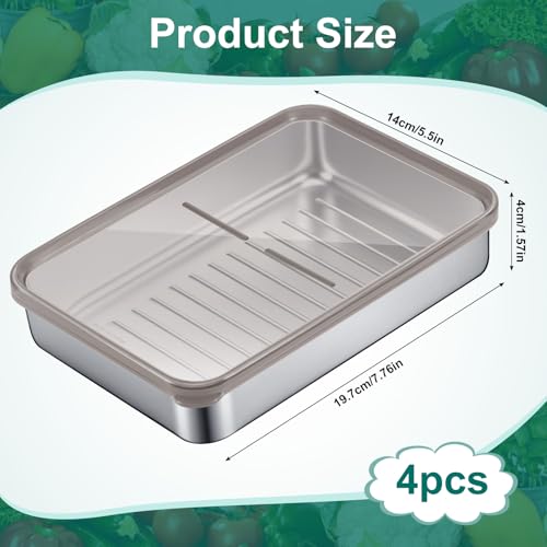 Set mit 4 Aufschnittbox Fresh, Edelstahl Lebensmittel Aufbewahrungsbox mit Sichtdeckel, Kühlschrank Gefrierschrank Organizer Für Käse, Aufschnitt, Fleisch - Spülmaschinenfest & Stapelbar – Bild 3