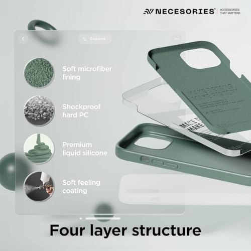 Image of Liquid Silicone Case Compatible with iPhone 15 Plus Case, Full Body Protective Cover, Shockproof, Slim Phone Case, Anti-Scratch Soft Microfiber Lining, 6.7 inch (MidninghtGreen)
