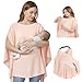 Knit Nursing Cover Up for Breastfeeding, Soft & Cozy Breastfeeding Poncho with Dual Side Slits, 360° Full Privacy Nursing Shawl with Laundry Bag, Pink