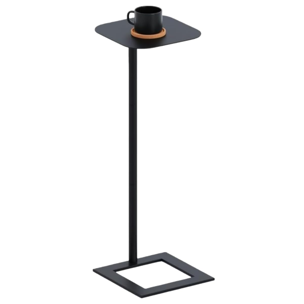 ZEXVIDA C-Shaped Side Table, Bedside Table, End Table for Small Spaces, Metal Frame Sofa Side Table, Coffee Table That Slides Under Sofa for Living Room, Bedroom (Black, Square)