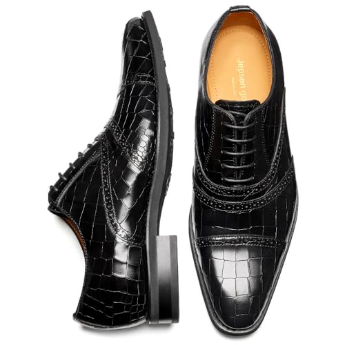 Image of Men's Dress Shoes Genuine Leather Oxfords Luxury Formal Business Suit Shoes with Blake Rapid Stitch