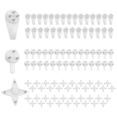 Image of Dnyta 100pcs Invisible Nail Wall Hooks No Trace Picture Hangers Painting Frame Hangers Photo Frame Hanging Hooks for Hanging Photo Frame,Decoration,Artwork Picture(3 Types)