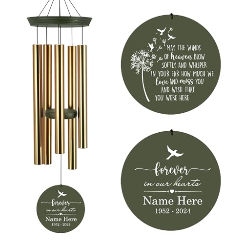 Image of Personalized 30 /36 inch Wind Chimes Memorial, Deep Tone Memorial Wind Chimes for Loss of Loved One /Mom /Dad, Sympathy Gifts for Bereavement(Produced in Texas)
