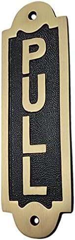 Adonai Hardware "Pull Brass Door Sign - Dual Tone Antique Brass