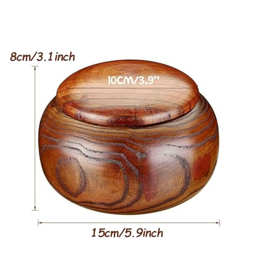Image of Joyeee 1 Pcs Wooden Yarn Bowl with Lid, Crafted Wooden Weaving Thread Bow with Carved Holes, Premium Knitting Storage Accessories & Supplies, Handcrafted Round Yarn Ball Bowl Brown Box, 16 CM #02