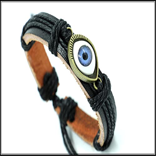 Pulsera ajustable de cuero punk étnico con amuletos para hombre y mujer miniatura 4