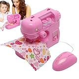 Kids Sewing Machine For Girls Ages 6-12 - Electric First Sewing Toy With Foot Pedal & Accessories | Mini Portable 27cm Pink ABS Craft Kit | 2-Speed Doe Stitching, Pretend Play, Garment Repair (Pink)