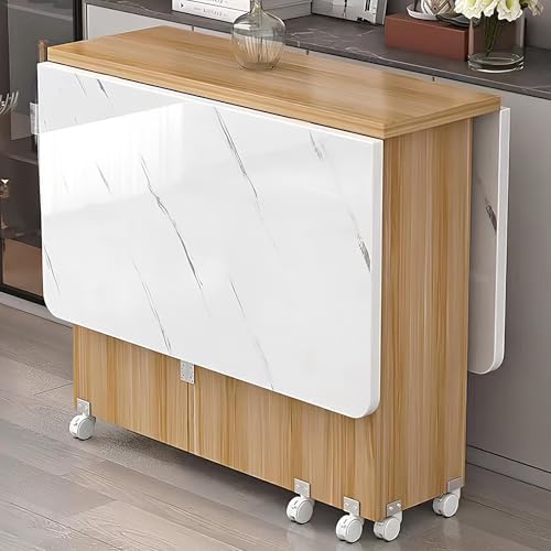 Mesa de comedor plegable con hojas abatibles, mesa de comedor con almacenamiento, mesa de cocina plegable, mesa plegable que ahorra espacio para espacios pequeños, para cocina, oficina, comedor/sala d
