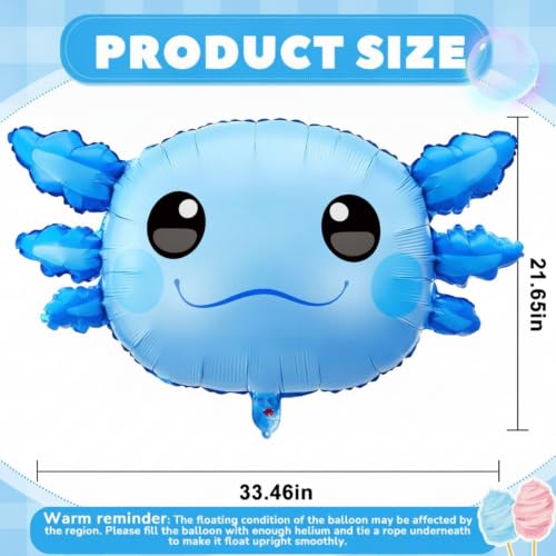 Image of 6 Pcs 34 Inch Axolotl Balloon Axolotl Birthday Party Decorations Aluminum Foil Inflatable Summer Supplies for Beach Themed Favor (Blue)
