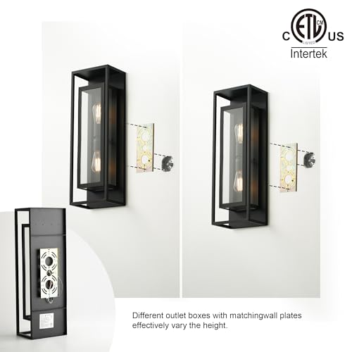Image of mirrea 24 inch Modern Outdoor Porch Wall Light, Matte Black, 2 Pack