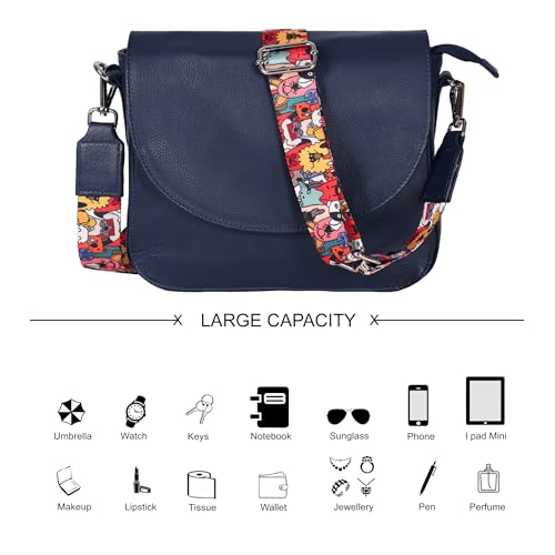 Image of Genuine Leather Shoulder Crossbody Purse For Women with Adjustable Strap, Mobile Pocket & Outside & Inside Zipper