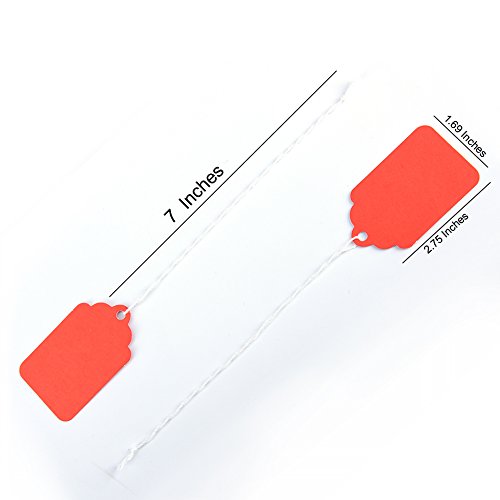 Brothersbox Red Price Tags 300Pcs, Tag With Strings Attached Matte Surface Marking Merchandise Hang Tag Labels For Christmas Gift Jewelry Clothing Garage Yard Rummage Sale Supplies 1.69 X 2.75 Inch #TOP1