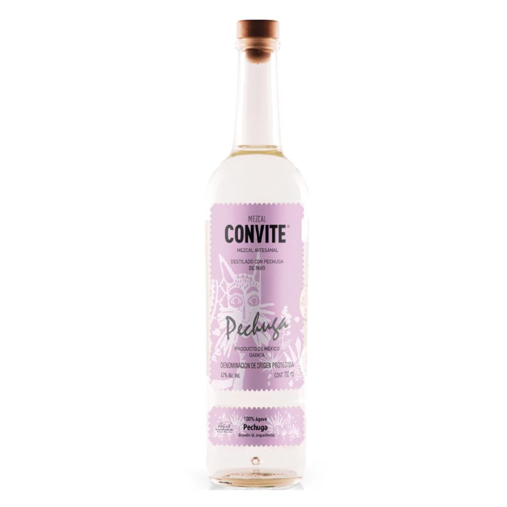 Convite Pechuga Mezcal 70cl 42% ABV Premium Mexican Mezcal, Artisanal Mescal - Oaxaca-Origin Mescal for Cocktails or Enjoying Neat, 100% Agave