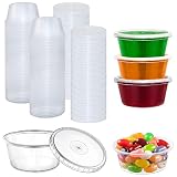 Pots à Sauce en Plastique avec Couvercle 100 Pièces Pots de Sauce en Plastique 2 oz Boîte à Sauce Transparente pour Conserver des Ingrédients (60 ml approx)