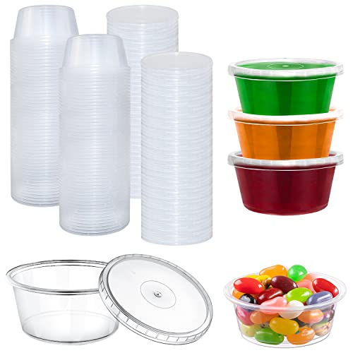 Saucenbecher mit Deckel 2 oz Verpackungsbecher 100 Stück Dressingbecher aus PP für zum Aufbewahren von Snacks Zutaten Cover