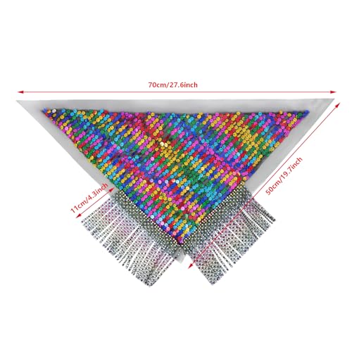 MioCloth Shiny Sequin Tassels Scarf for Women Carnival Party Sparkle Neck Scarf Shawl Neckerchief for Nightclub Costume3