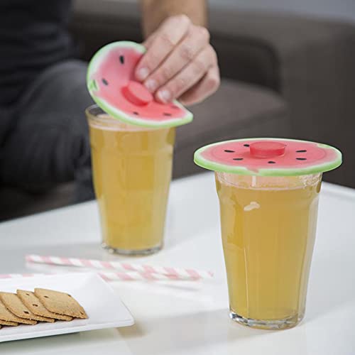 Charles Viancin Silicone Watermelon Drink Airtight Lid/Cover Set Of 2, Pink #TOP4