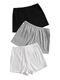 SheIn Women's Plus Size 3 Pieces Rib Knit Solid Lounge Biker Shorts Multicoloured X-Large Plus