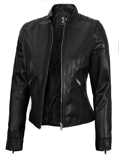 Blingsoul Cafe Racer Leather Jacket Womens - Stylish Real Lambskin Leather Jackets for Women