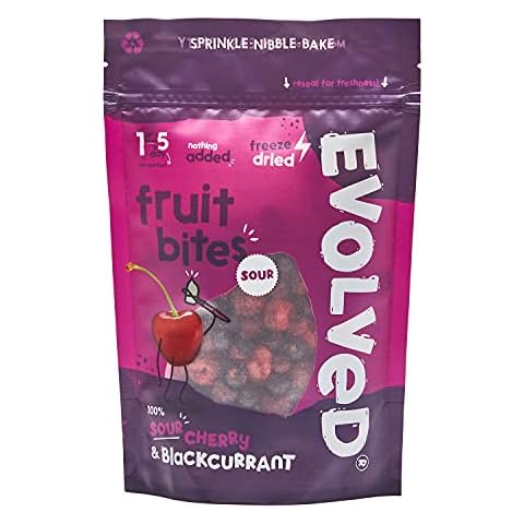 Evolved Freeze Dried Sour Cherry & Blackcurrant Mix| Freeze Dried Fruit - Delicious Healthy Snacks, 100 % Natural, No Added Sugar,Naturally Sour | Low Calorie, Plant Based,Keto | 40g x 1 Cover