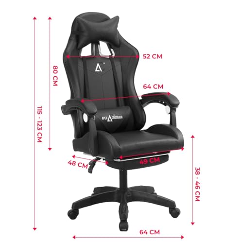 SAVYA HOME Snipe Gaming Chair, Modern, Black, Plastic, 135° Recliner, Adjustable Lumbar & Headrest, 120kg Max Weight, Gaming Chair - Image 3