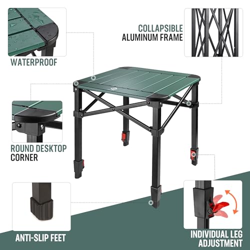 VILLEY Camping Table Folding, Small Lightweight Roll Up Aluminum Camp Table with Carry Bag, Adjustable Height Portable Outdoor Table for Picnic, Beach, Hiking, Fishing - Image 5