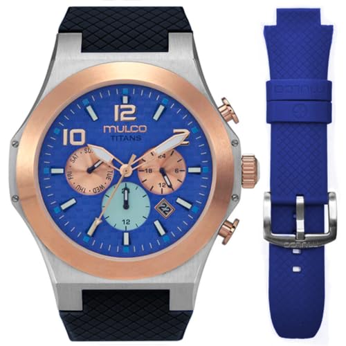 MULCO Titans Watches for Men & Women Stainless Steel Quartz Watch with Minimalist Analog Display Mother of Pearl & Crystal Accents 100m Water Resistant + Free Silicone Wristband (Color May Vary)