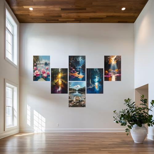 Image of SiddArtify Nature Wall Art Poster Print Set - Landscape Painting Decor for Living Room Bedroom Office - 12x18 inch Board Pack of 6